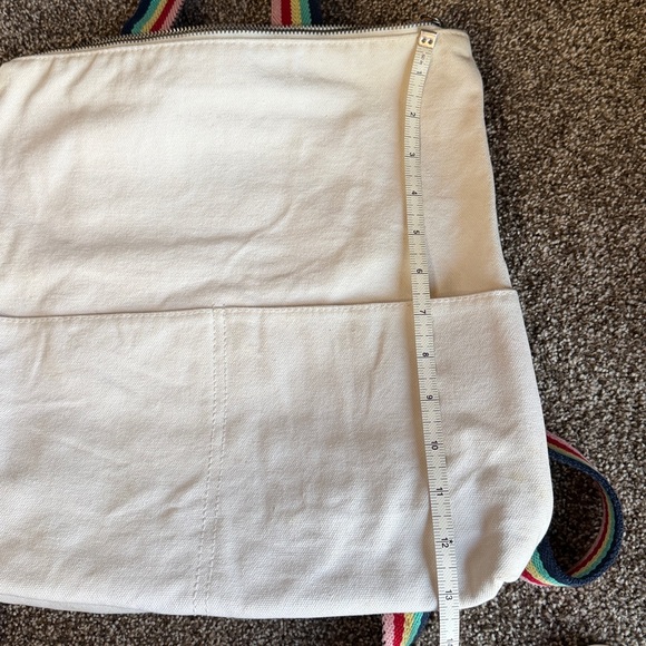 Stylish Cream canvas Backpack with Rainbow Straps - Picture 14 of 15